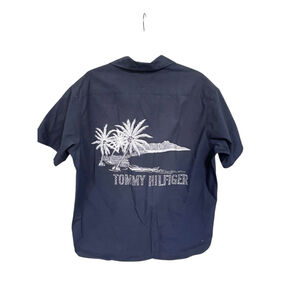 Tommy Hilfiger Vintage Hawaiian Surfer Short Sleeve Button Down Shirt Size Large